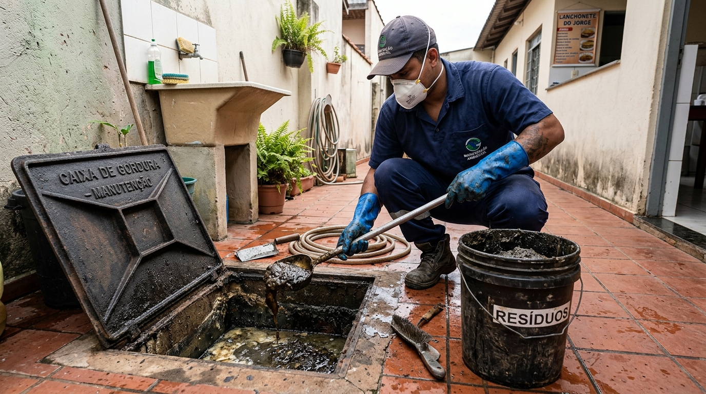 Remoção de lodo de caixa de gordura em João Pessoa-PB